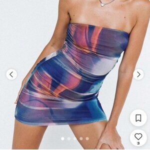 Princess Polly Micah Mini Dress - Body Con - Rushed Mesh - Size O